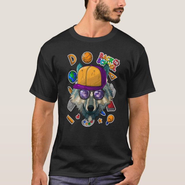 T-shirt Wolf Retour À L'École Premier Jour De L'École Anim (Devant)