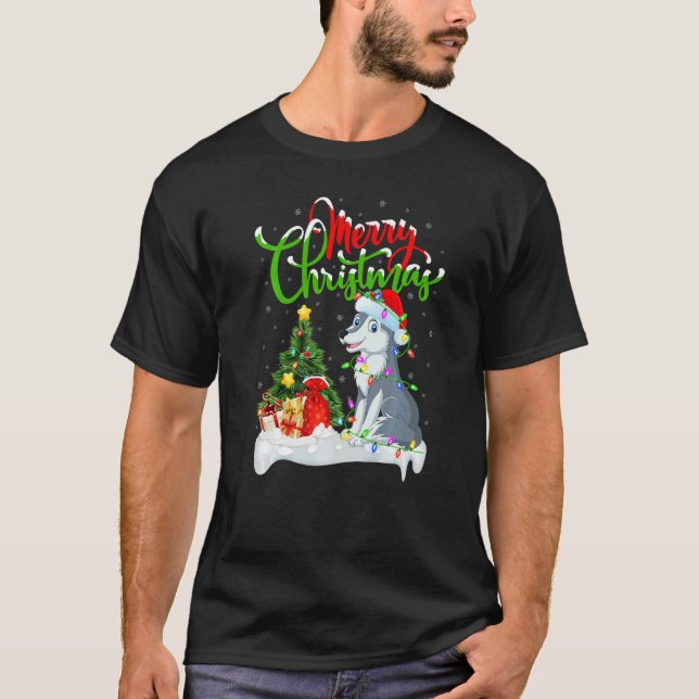 T-shirt Wolf  Xmas Decorations Santa Wolf Christmas (Devant)