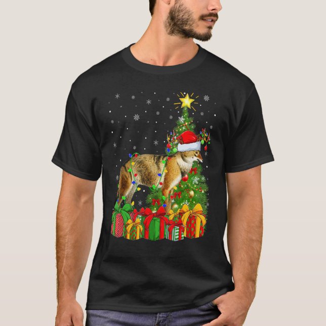 T-shirt Wolf   Xmas Holiday Santa Wolf Christmas Tree (Devant)