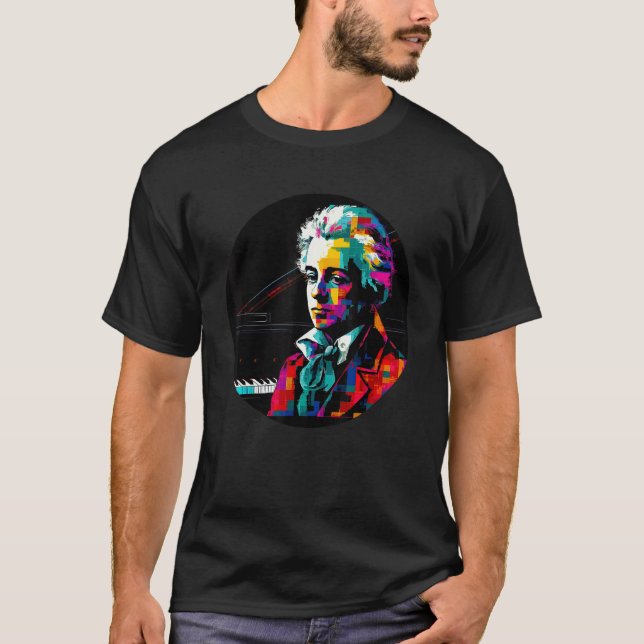 T-shirt Wolfgang Amadeus Mozart Music Composer Piano (Devant)