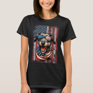 T-shirt Wolfhound Amoureux des chiens Us Drapeau 4 juillet