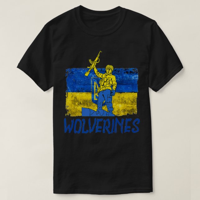 T-shirt Wolverines Soutenez l'Ukraine, Ukraine Wolverines  (Design devant)