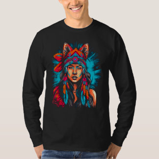 T-shirt Woman Wolf Head Native American Intuitive