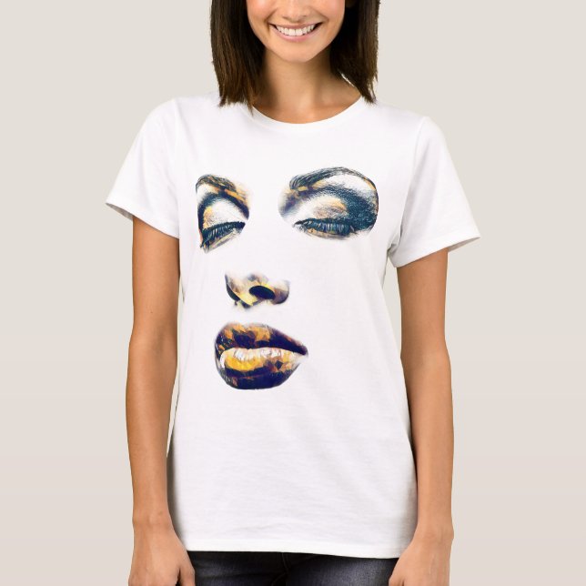 T-shirt Womans Face Gold Maquillage beauté Abstrait origin (Devant)