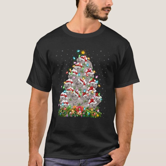 T-shirt Wombat Lover Xmas Lights Père Noël Wombat Christma (Devant)