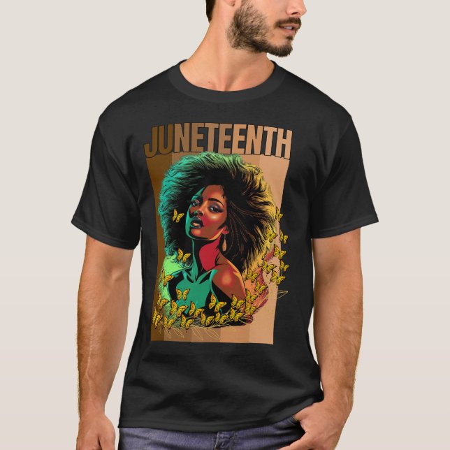 T-shirt Women JunetDix Est Ma Fête De L'Indépendance Black (Devant)