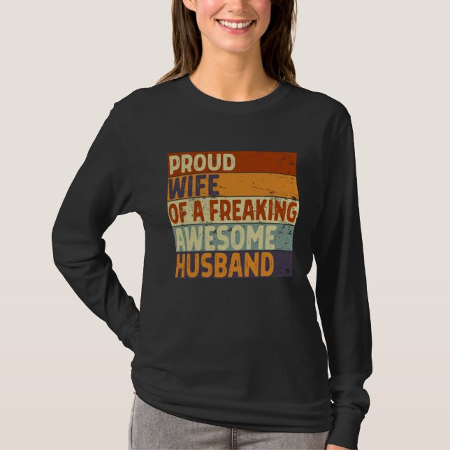 T-shirt Women Proud Wife of A Freaking Awesome Hubby  Marr (Devant)