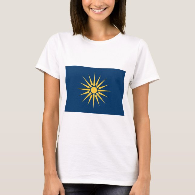 T-shirt Women T Shirt with Flag of Macedonia, Greece (Devant)