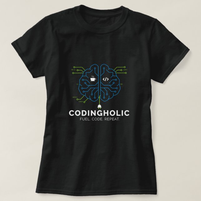 T-shirt Women Tech Brain Coding Programmer (Design devant)
