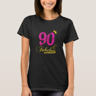 T-shirt Womens 90 Et Fabulous Diamond Crown Happy 90th Bi