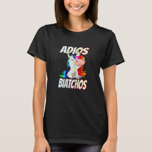 T-shirt Womens Adios Biatchos Middle Finger Unicorne