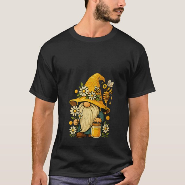 T-shirt Womens Beekeeper Cute Gnome Floral Bee Summer Bota (Devant)