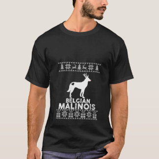 T-shirt Womens Belgian Malinois Dog Lover Reindeer Ugly Ch