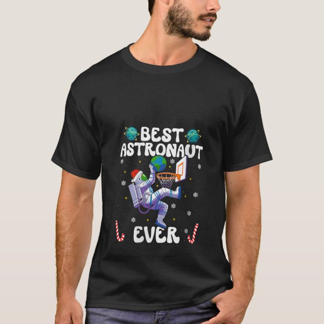 T-shirt Womens Best Astronaut Ever Christmas Basketball Ho (Devant)
