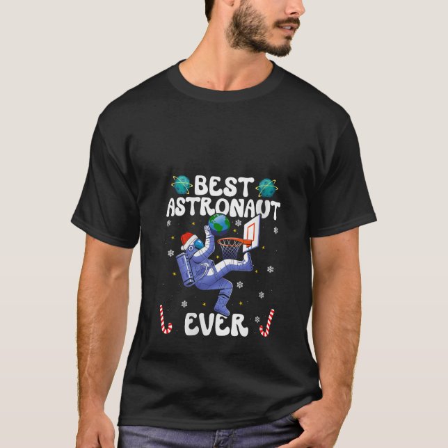 T-shirt Womens Best Astronaut Ever Christmas Basketball Ho (Devant)