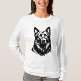 T-shirt Women's Black GSD Long Sleeve White Tee