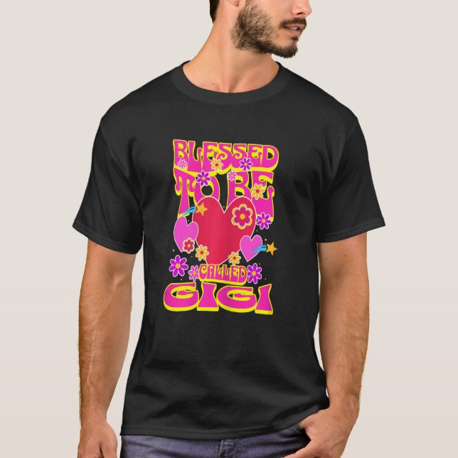 T-shirt Womens Blessed To Be Called Gigi Heart Groovy Flow (Devant)