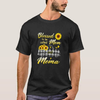 T-shirt Womens Blessed To Be Called Mom And Mema Sunflower