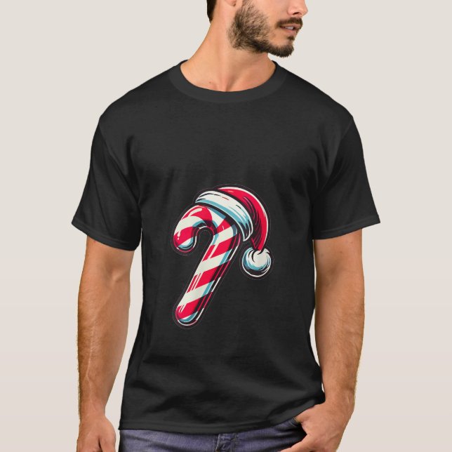 T-shirt Womens Candy Cane Christmas Sweets Xmas V Neck  (Devant)