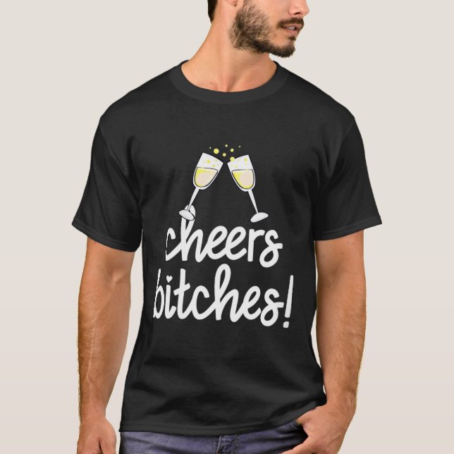 T-shirt Womens Cheers Es Funny New Year's Eve V-neck  (Devant)