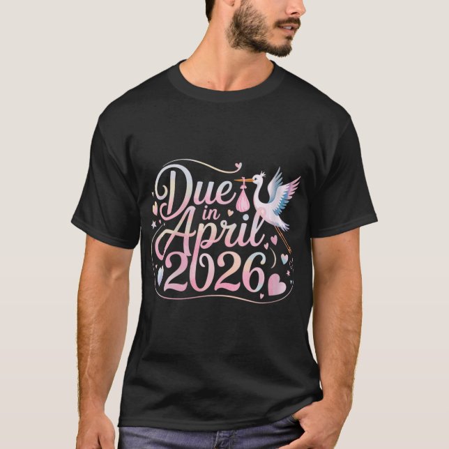 T-shirt Womens Coming April 2026 Due In New Baby Mommy Mot (Devant)