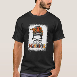 T-shirt Womens Copd Warrior Messy Bun Leopard Bleached