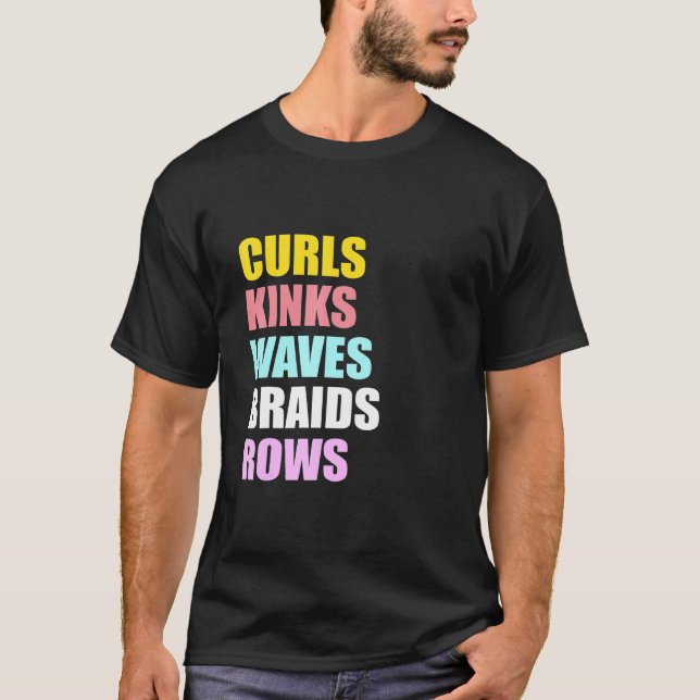 T-shirt Womens Curls Kinks Waves Braids Rangées Graphique (Devant)