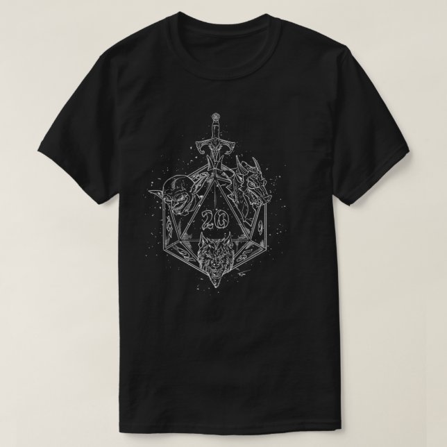 T-shirt Womens D20 Art Dungeon Crawler Dragon Master RP (Design devant)