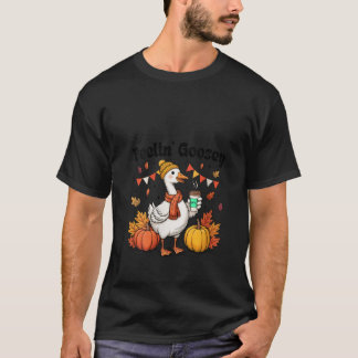 T-shirt Womens Feelin Goosey Pumpkin Coffee Latte Silly Go