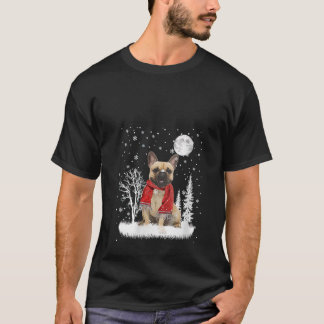 T-shirt Womens French Bulldog Under Moonlight Snow Christm