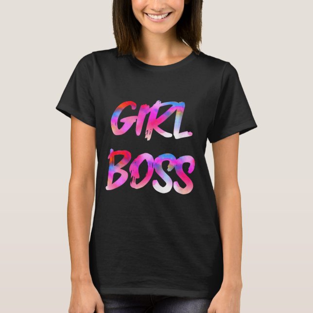 T-shirt Womens Girl Boss V-neck  (Devant)