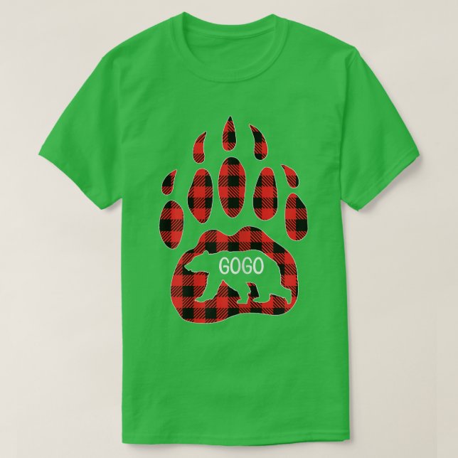 T-shirt Womens Gogo Bear Red Plaid Buffalo Gogo Matching F (Design devant)
