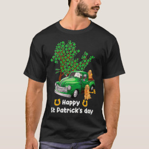 T-shirt Womens Golden Retriever st Patrick's day truck Sha