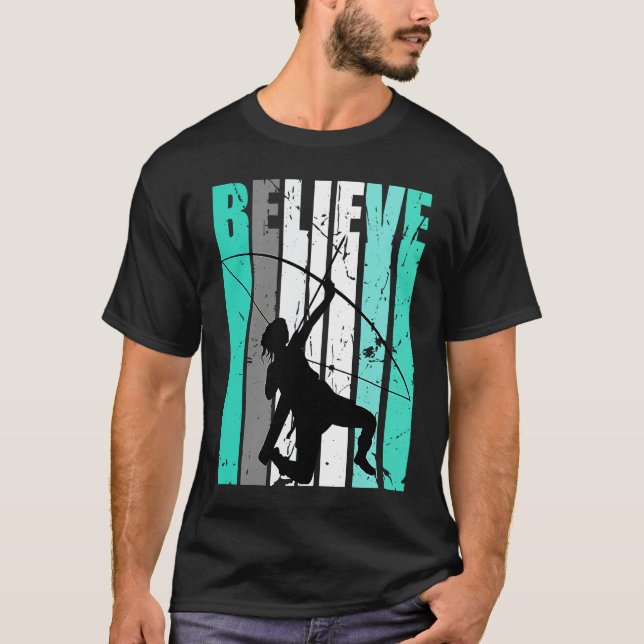 T-shirt Womens Green Believe Archery Archer Bow Arrow Turq (Devant)