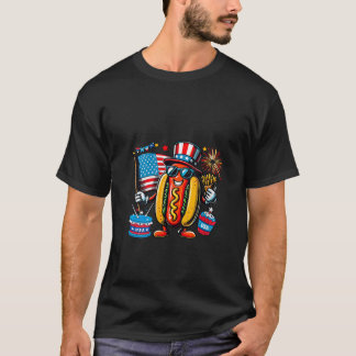 T-shirt Womens Hotdog Lunettes de soleil Drapeau américain