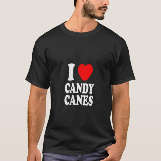 T-shirt Womens I Heart Love Candy Canes Winter Peppermint 