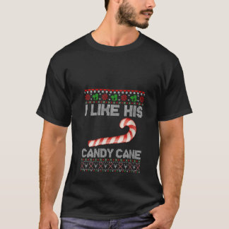 T-shirt Womens I Like His Candy Cane Funny Couples Ugly Ch