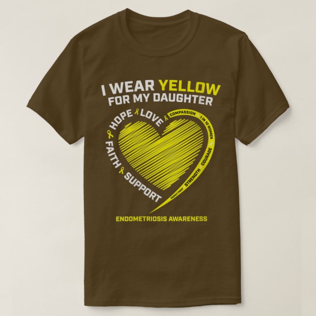 T-shirt Womens I Wear Yellow For My Daughter Parent Endome (Design devant)