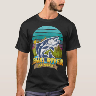 T-shirt Womens KENAI RIVER ALASKA Saumon Vacances de pêche