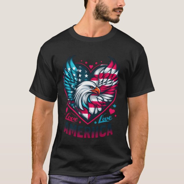 T-shirt Womens Love America boy (Devant)