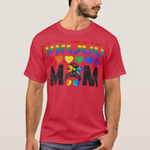 T-shirt Womens Messy Hair Bun Proud Maman LGBT Gay Pride S