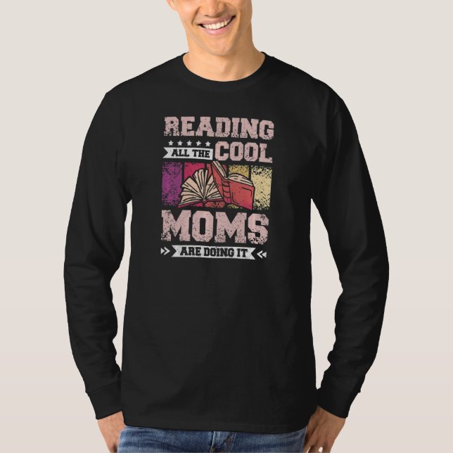 T-shirt Womens Mom mother reading books (Devant)