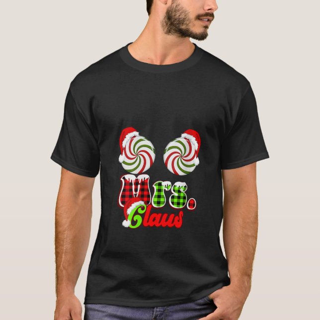 T-shirt Womens Mrs Claus Couples Cute Peppermint Candy Can (Devant)