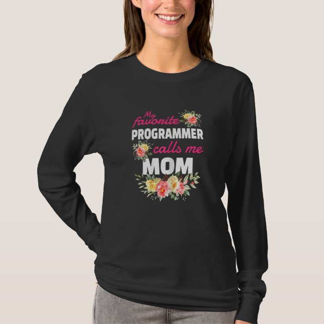 T-shirt Womens My Favorite Programmer Calls Me Mom (Devant)