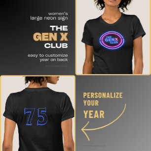 T-shirt Womens Neon signe le GENX CLUB avec année