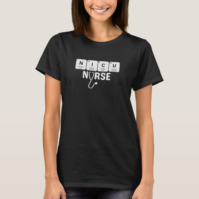 T-shirt Womens NICU Nurse Periodic Table Neonatal Stethosc (Devant)