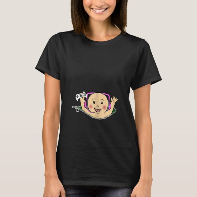 T-shirt Womens Pregnancy Announcement Gamer Mom Maternity  (Devant)