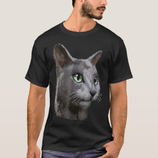 T-shirt Womens Russian Blue Cat Tee Tees VNeck