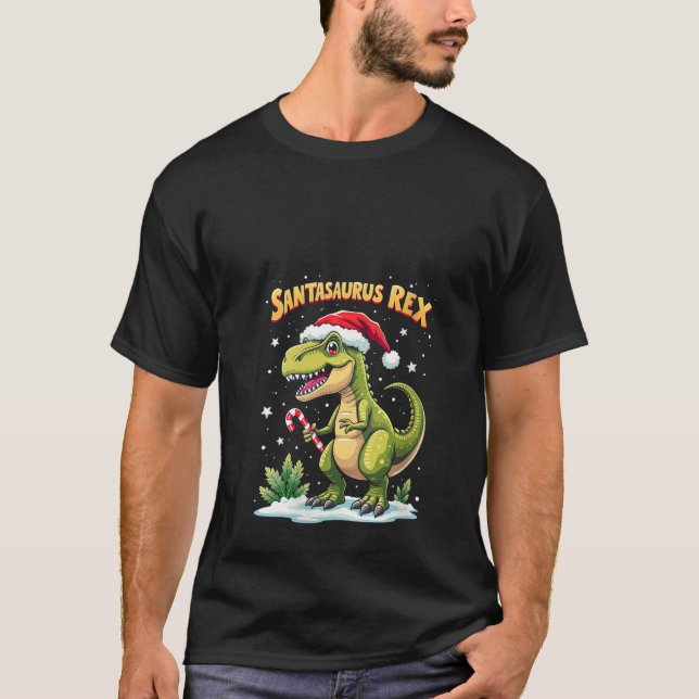 T-shirt Womens Santasaurus Rex Funny Dinosaur xmas Santa H (Devant)