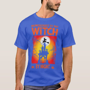 T-shirt Womens Scary spooky Halloween witch haunted castle